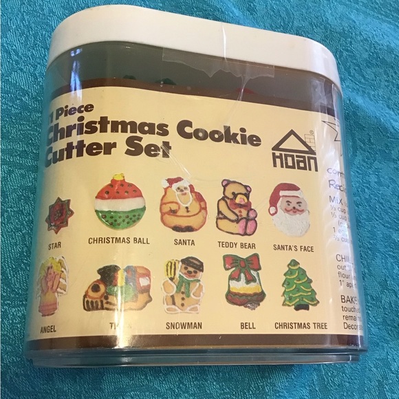 VINTAGE 1986 HOAN 11 pc CHRISTMAS COOKIE CUTTER SET BAKING RECIPE - Picture 2 of 3